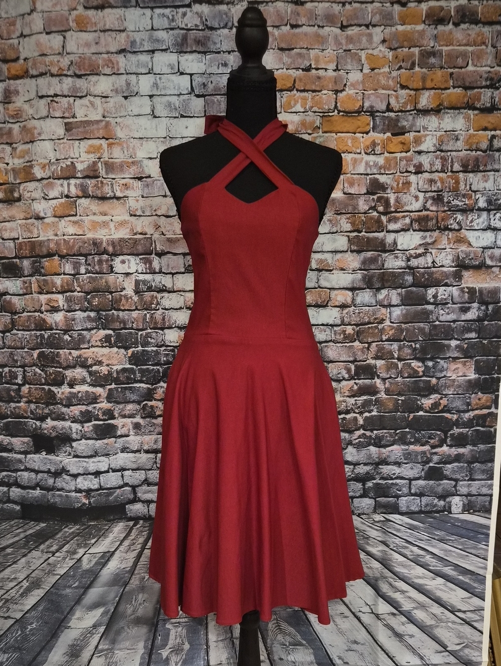 HEMET Rockabilly Sleeveless Crisscross Backless Red Fit & Flare Dress NWT SZ SM
